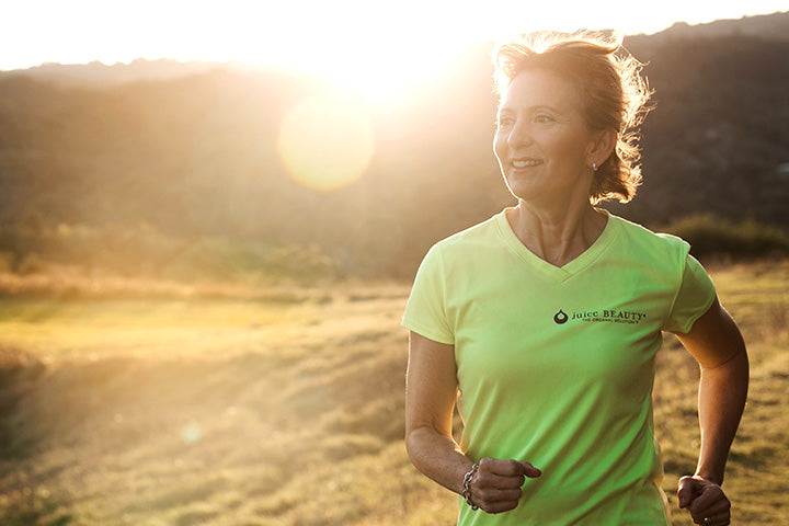 Juice Beauty Founder & Wellness Entrepreneur, Karen Behnke, on a Run Near the Juice Beauty Farm
