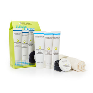 BLEMISH CLEARING Cleanser, BLEMISH CLEARING Serum, Oil-Free Moisturizer, Bamboo Pore Refining Mask, and Eco-washcloth set