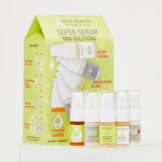 Juice Beauty Super Serum Mini-Solutions Kit of Travel Sizes PREBIOTIX Freshly Squeezed Glow, STEM CELLULAR Anti-Wrinkle Booster Serum, STEM CELLULAR SuperGrape Youth Renew Hyaluronic Acid Serum, GREEN APPLE Age Defy Serum, STEM CELLULAR Anti-Wrinkle Retinol Overnight Serum