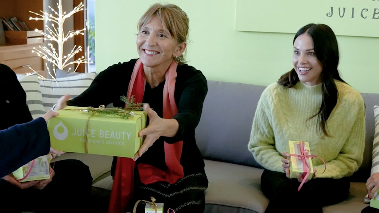 Juice Beauty Founder & Mother Karen Behnke Receiving a Skincare Gift