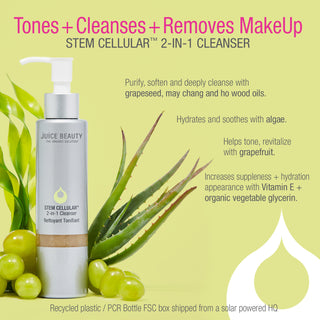 STEM CELLULAR 2-in-1 Cleanser Tones, Cleanses and Removes Makeup