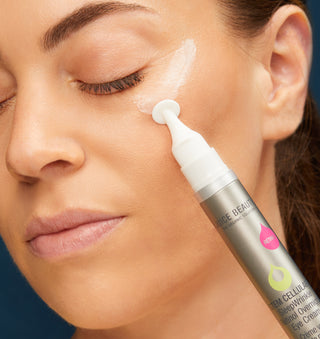 Woman Applying STEM CELLULAR SleepWrinkle Retinol Overnight Eye Cream