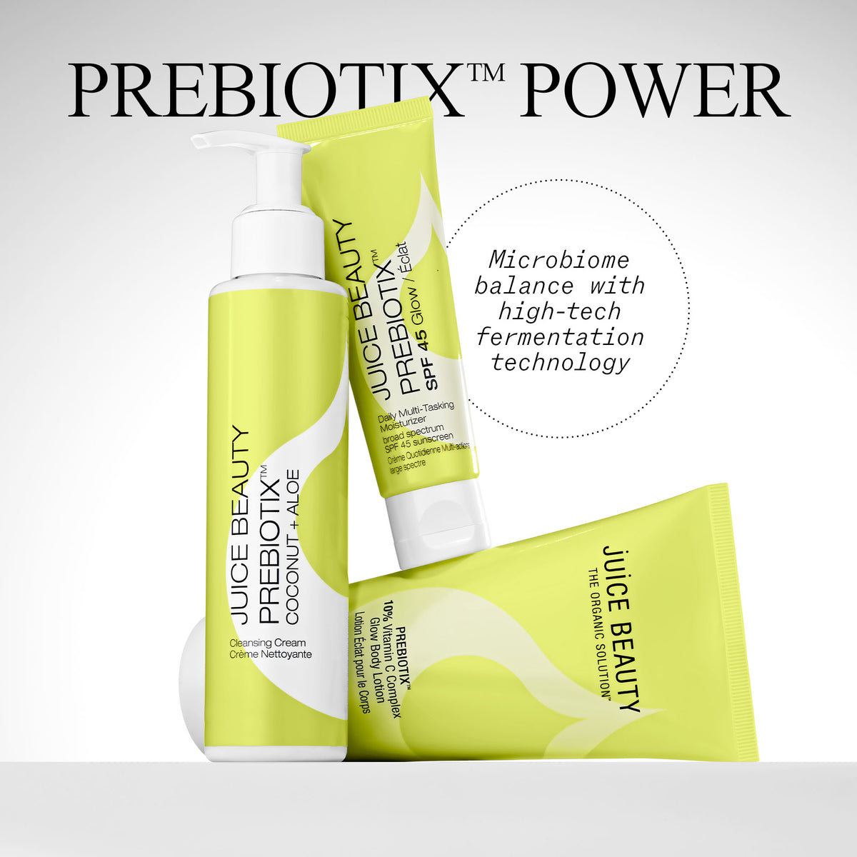 Prebiotix SPF 45 Glow Daily Multi-Tasking Moisturizer, Prebiotix Power microbiome benefit tile