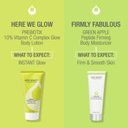 PREBIOTIX 10% Vitamin C Complex Glow Body Lotion and GREEN APPLE Peptide Firming Body Moisturizer