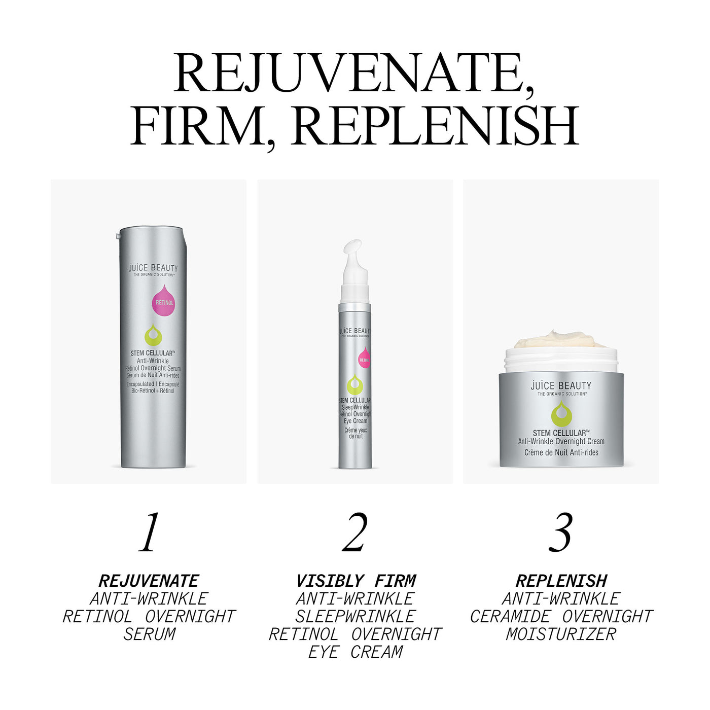 Rejuvenate, Firm, Replenish