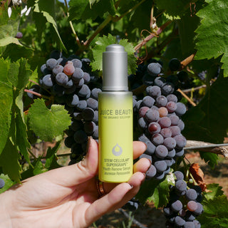 Juice Beauty Stem Cellular SuperGrape Youth Renew Serum and Grapes