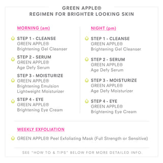 GREEN APPLE Skincare Regimen For Brighter Looking Skin Set Use Instructions