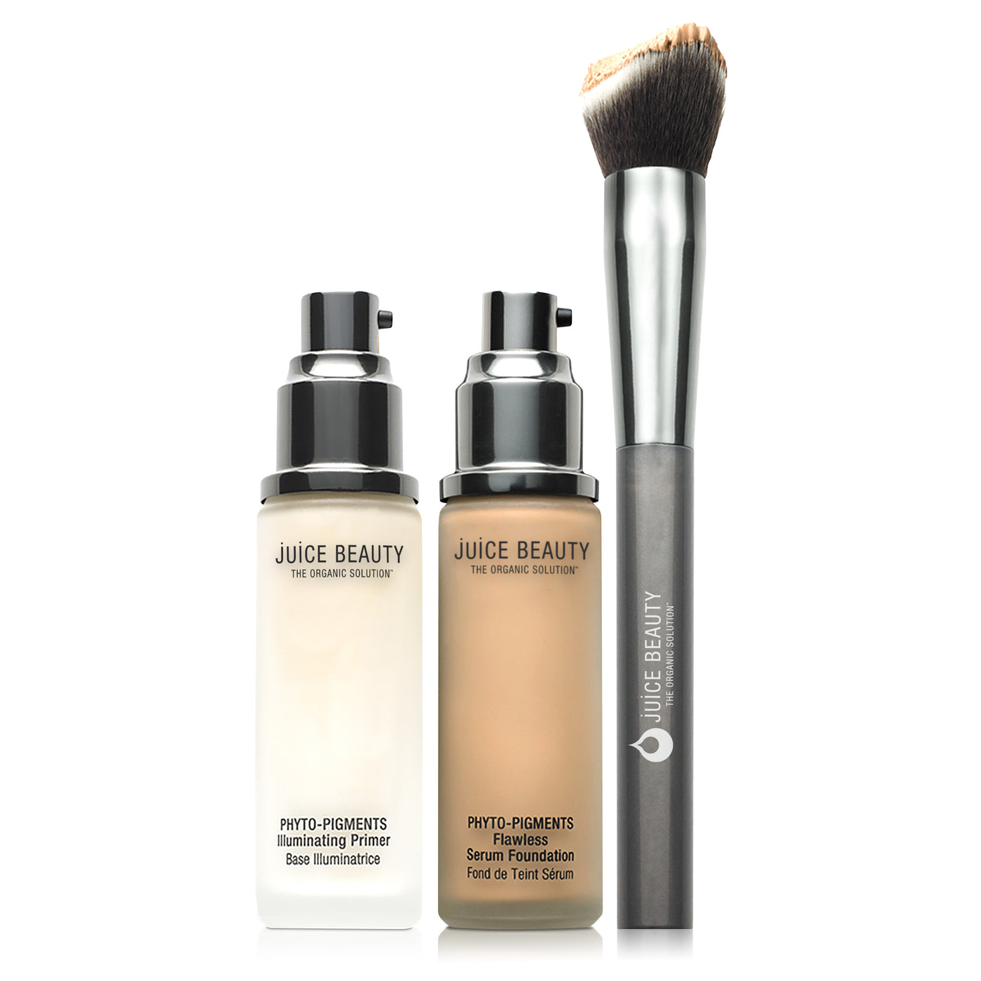 Phyto-Pigments Illuminating Primer, Flawless Serum Foundation, Sculpting Foundation Brush set