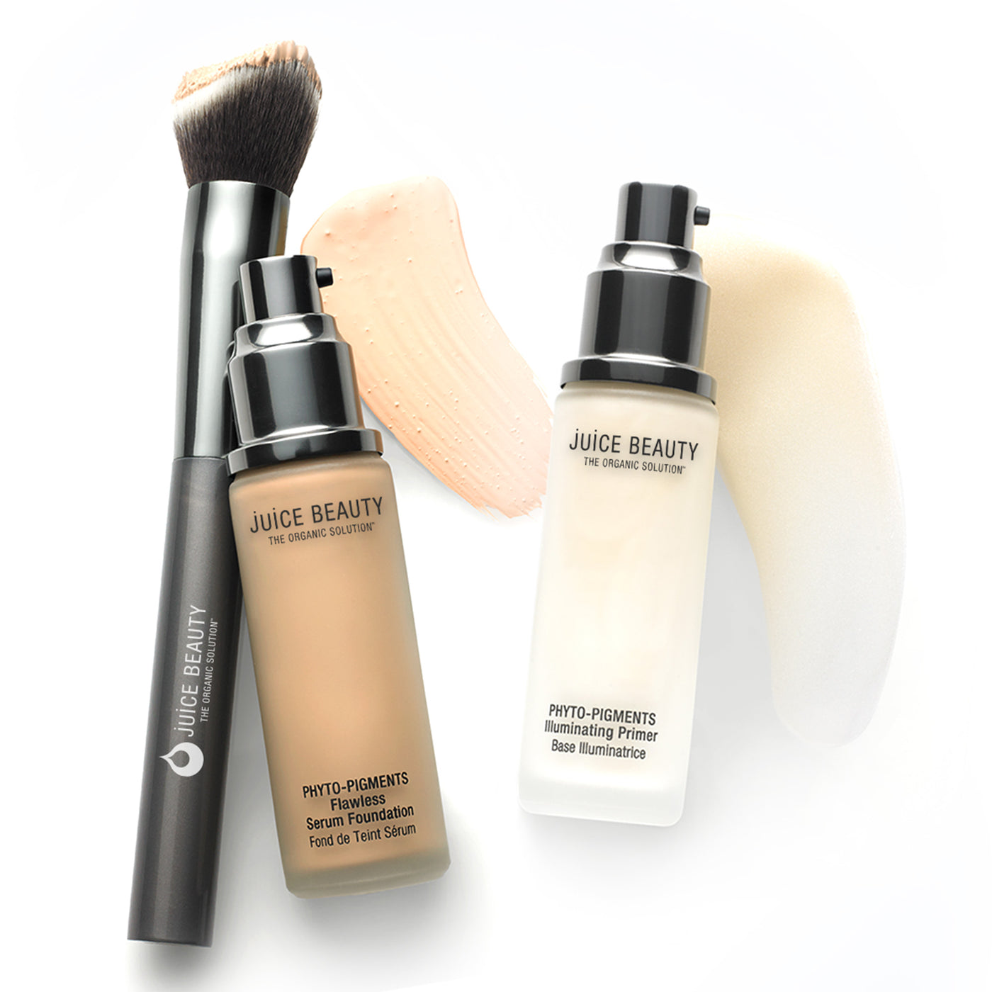 Phyto-Pigments Illuminating Primer, Flawless Serum Foundation, Sculpting Foundation Brush set